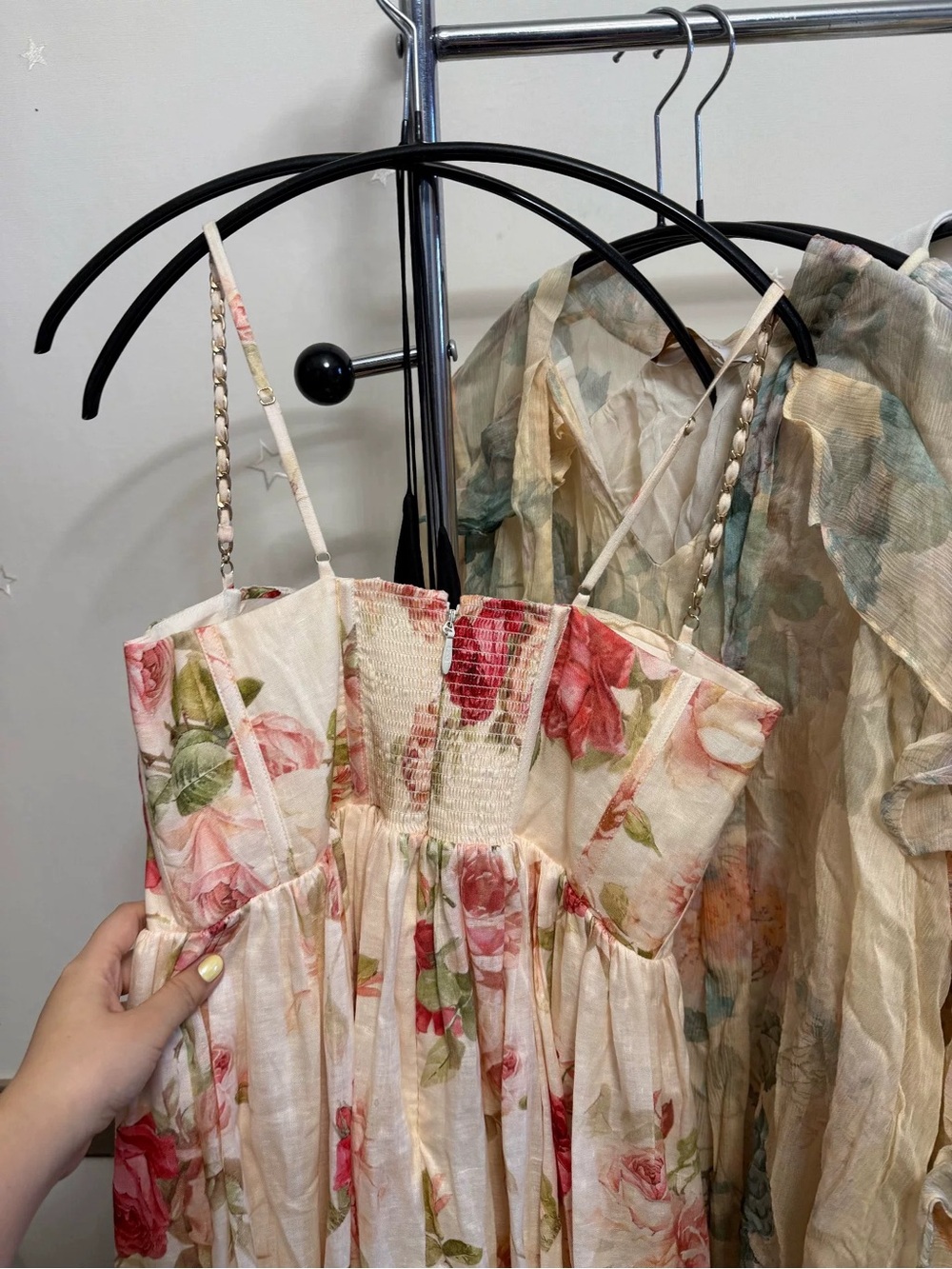 Zimmermann Peach Floral Lace-Trim Midi Dress - Picture 6 of 9